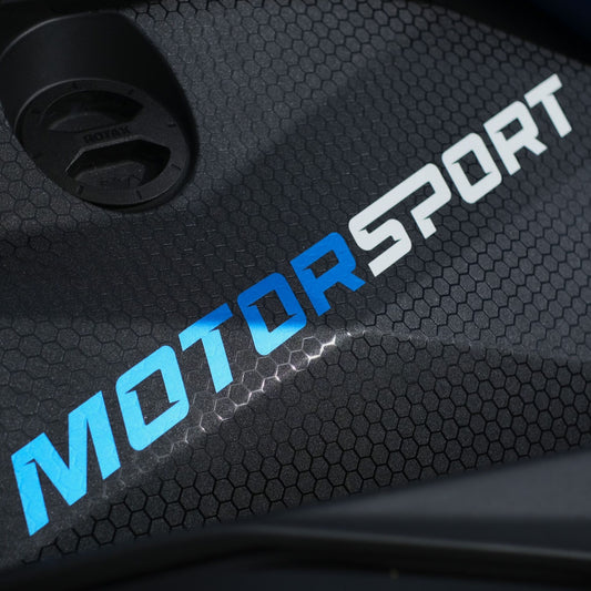 MOTORSPORT Dual color decals (2-Pack). Metallic (Blue + White).